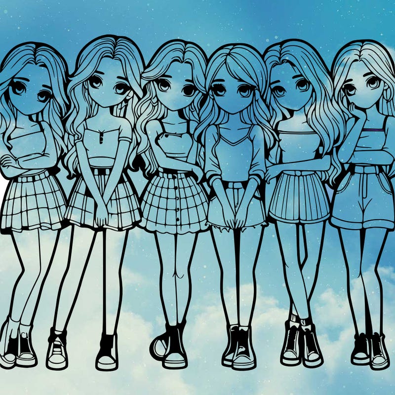 a group of girls realistic