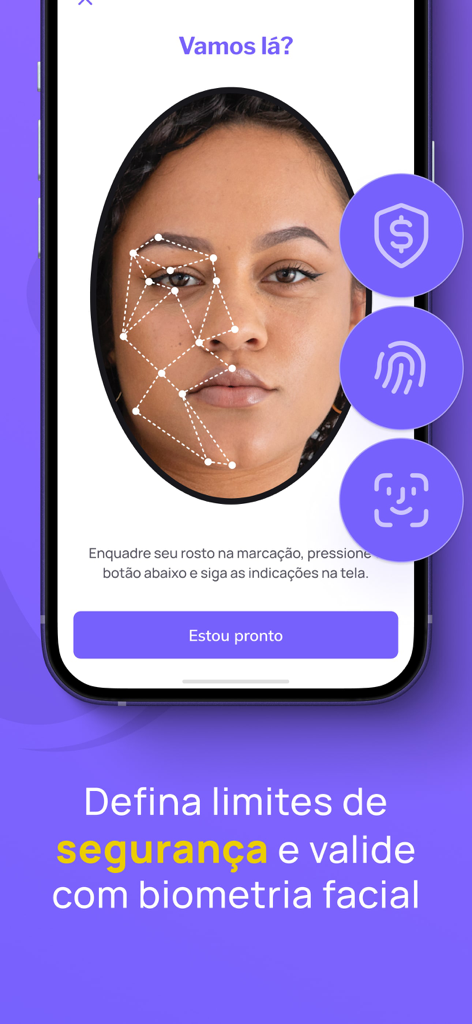 Schermata dell'app finanziaria Nath che mostra la configurazione della sicurezza tramite riconoscimento facciale.