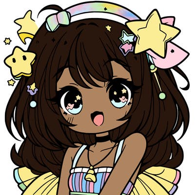 cute anime girl with star accessories