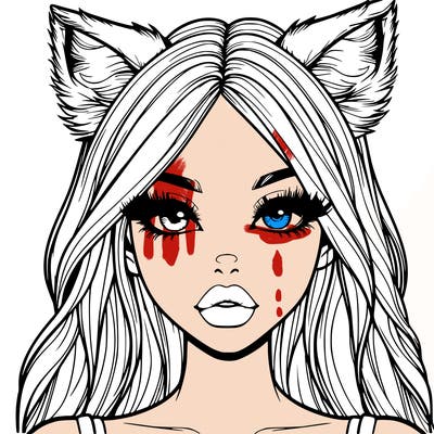 realistic girl with fox ears and realistic lips