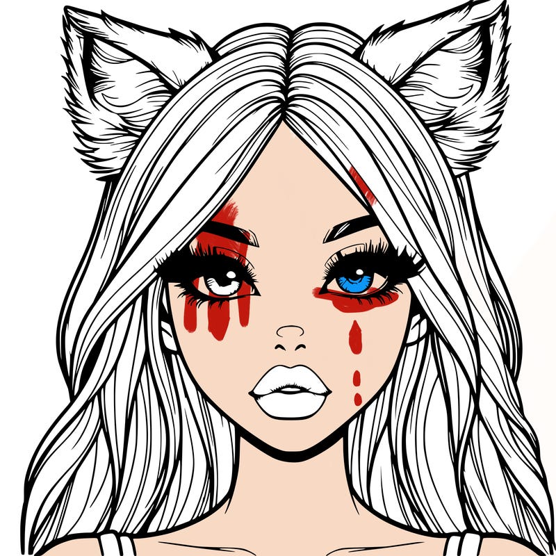 realistic girl with fox ears and realistic lips