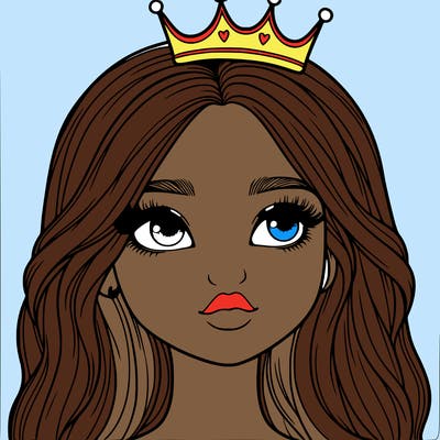 a realistic girl with a crown on