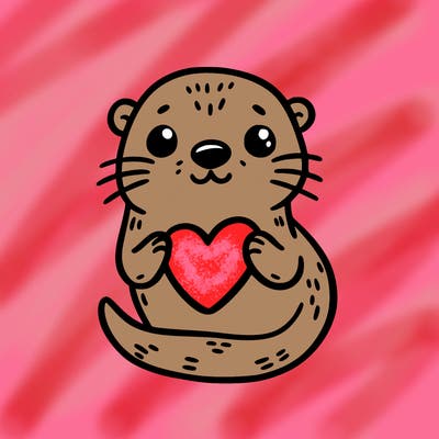 otter with a heart