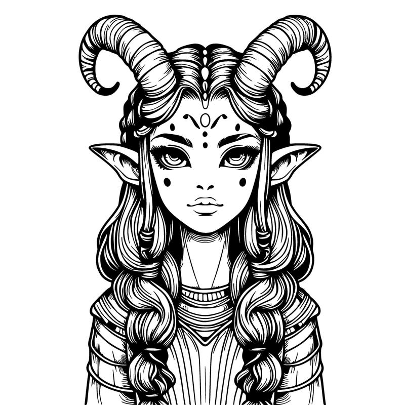 realistic alien girl with horns