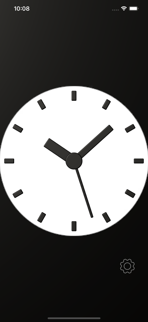 Ticktack Clock - Minimalist analog clock face with hour minute and second hands on a white dial from the Ticktack Clock app
