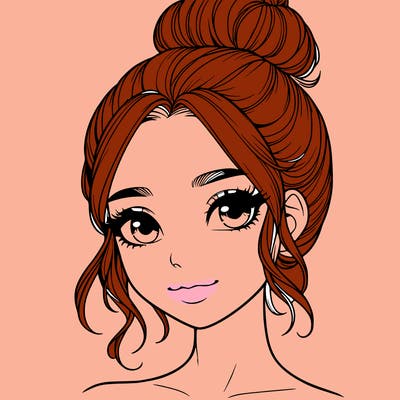 realistic pretty girl with hair in bun