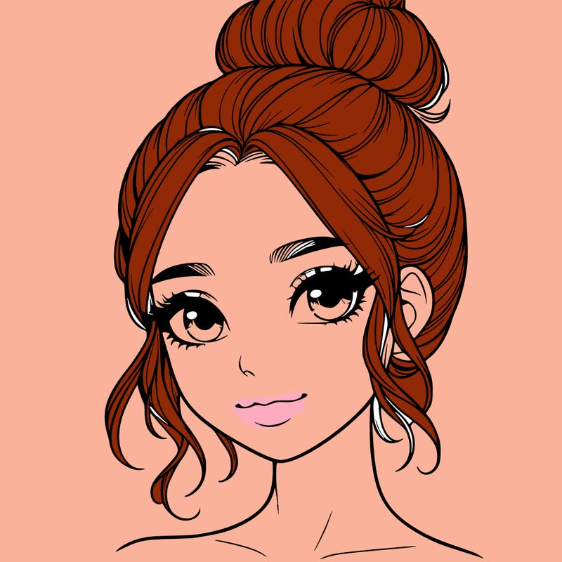 realistic pretty girl with hair in bun