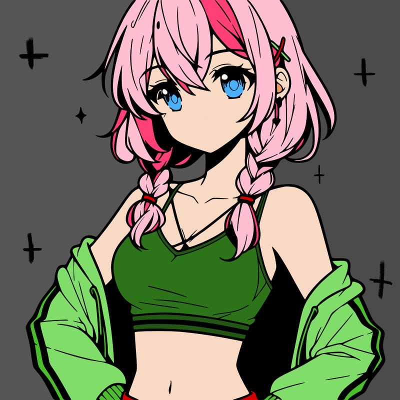anime girl wearing crop top