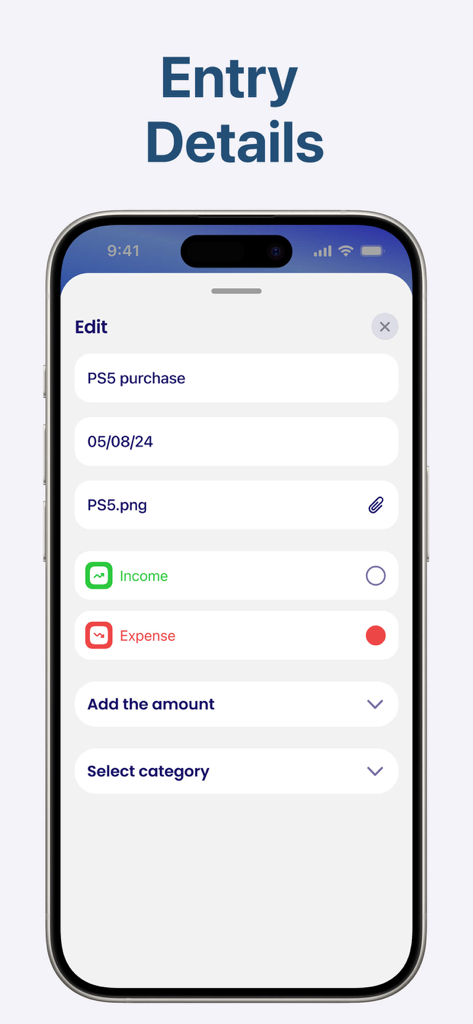 Pantalla de aplicación móvil para editar y categorizar una entrada de gastos en IRS2Go Tax Calculator.