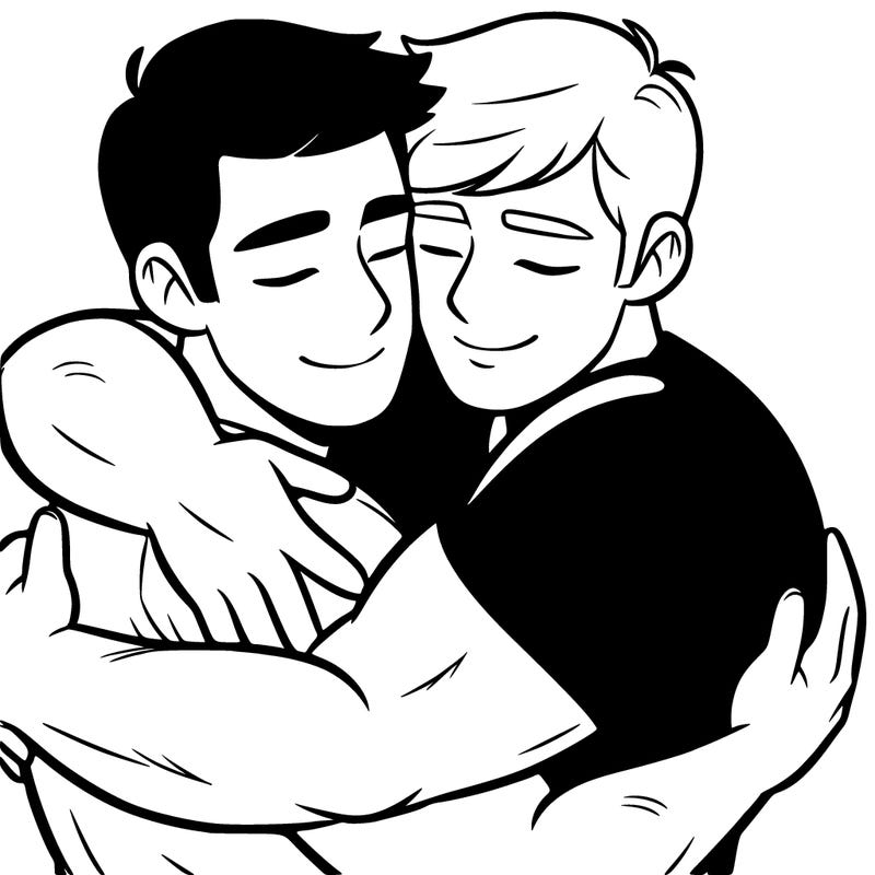2 males hugging