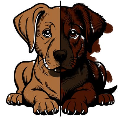 realistic dog split picture