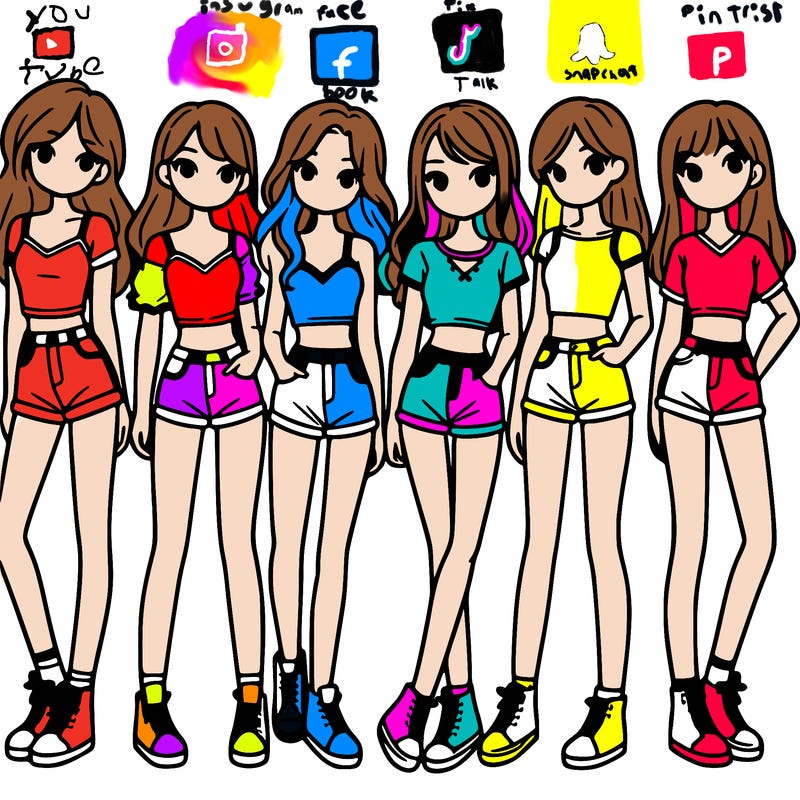 a group of girls wearing crop tops and shorts