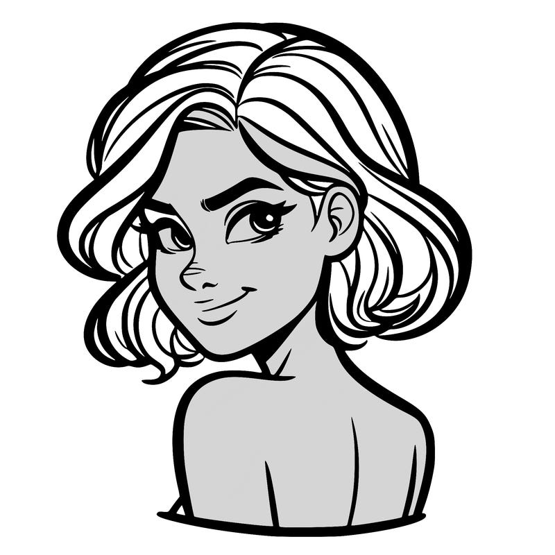 portrait of a woman looking over her shoulder smirking