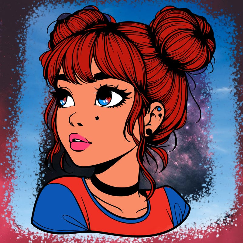 realistic girl with spacebuns