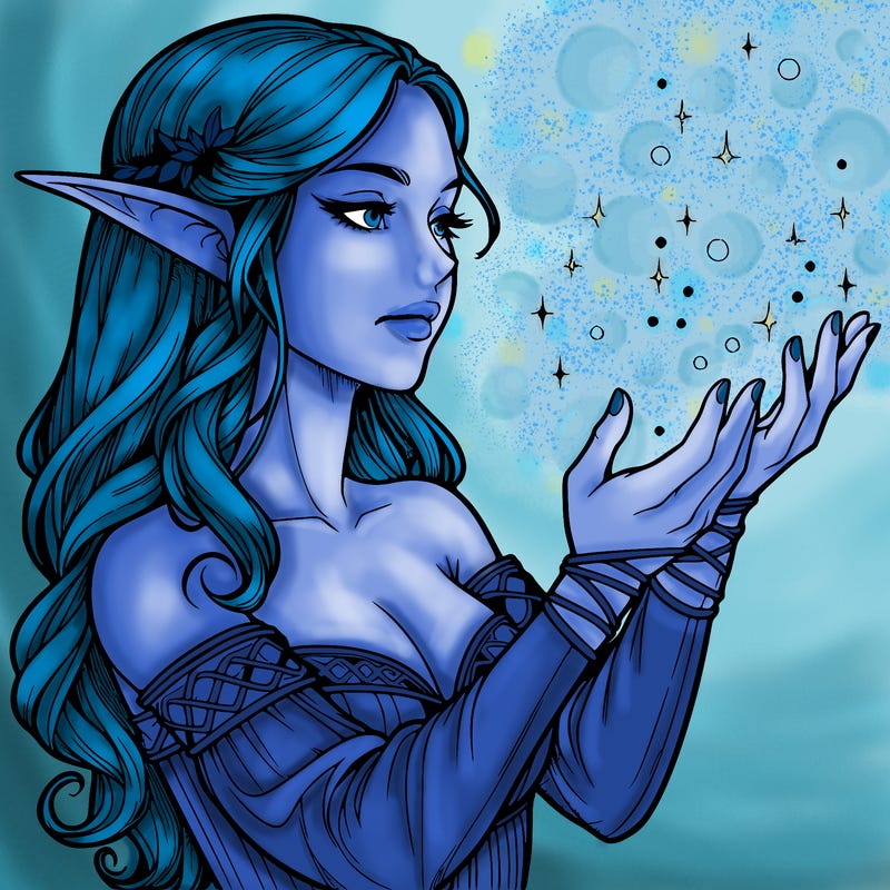 realistic elf girl doing magic