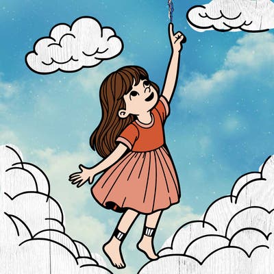girl trying to reach the sky