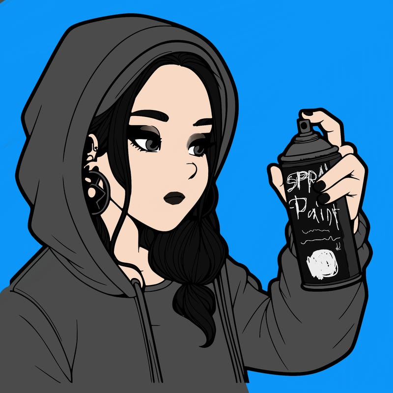 a realistic girl, spray painting