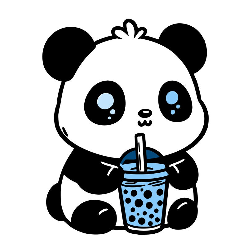 panda driking boba