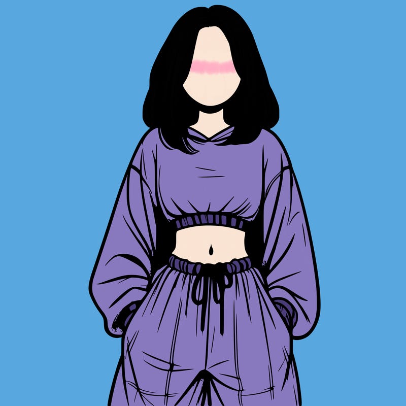 realistic girl faceless with baggy pants and a crop top