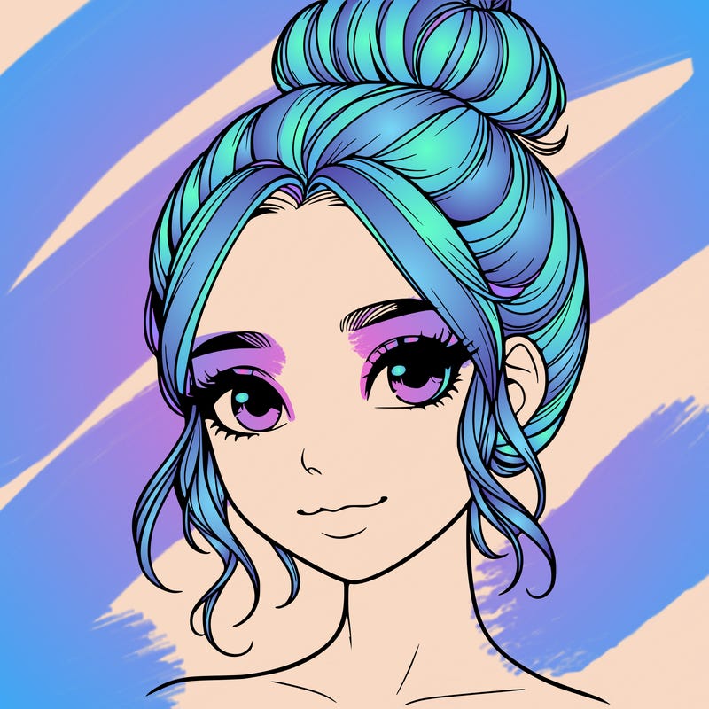 realistic pretty girl with hair in bun