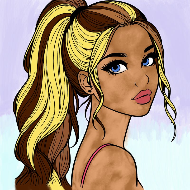realistic pretty girl with high pony tail