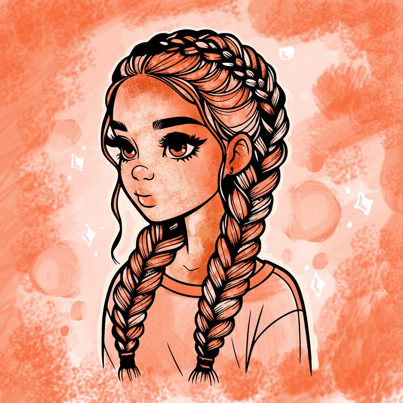 realistic girl with braids
