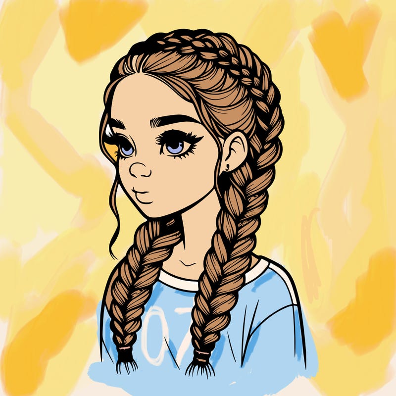 realistic girl with braids