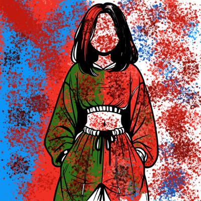 realistic girl faceless with baggy pants and a crop top