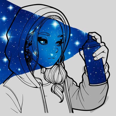 a realistic girl, spray painting