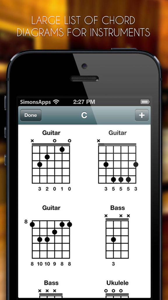 Song-Writer: Write Note Lyrics - Chord diagrams for guitar bass and ukulele in the Songwriter app