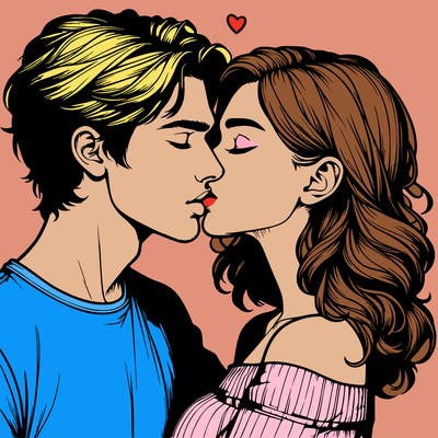 realistic couple kissing