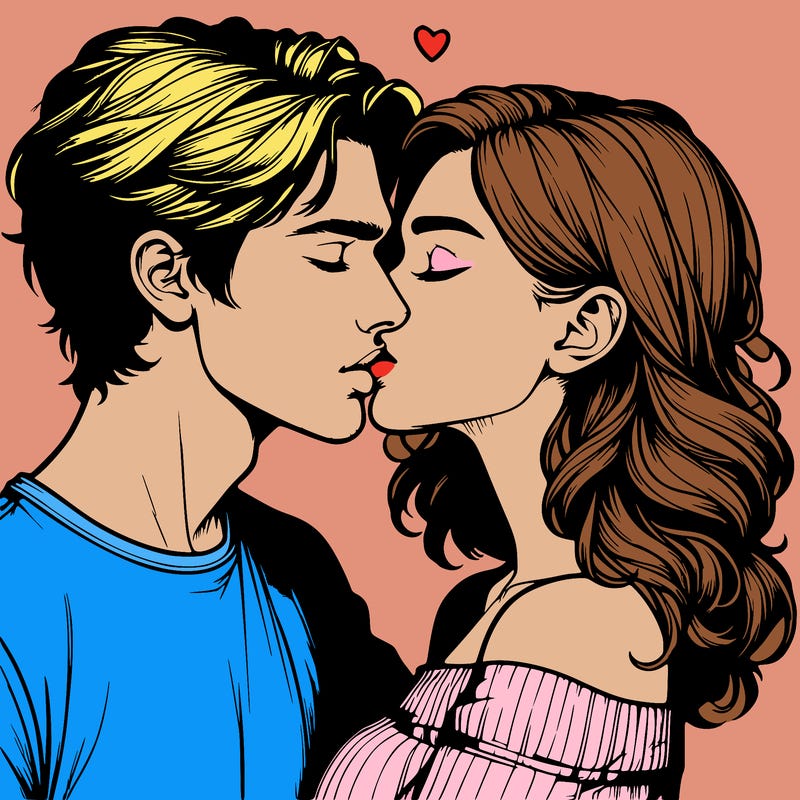 realistic couple kissing