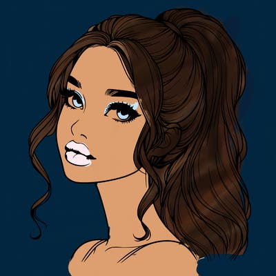 realistic girl with a ponytail on her hair and lips