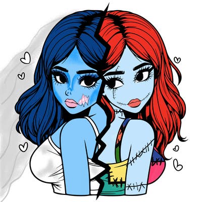 realistic girl split