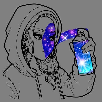 a realistic girl, spray painting