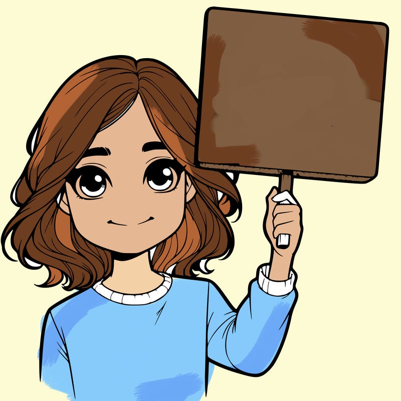 realistic girl holding up a sign