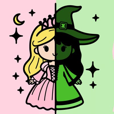 split princess and witch