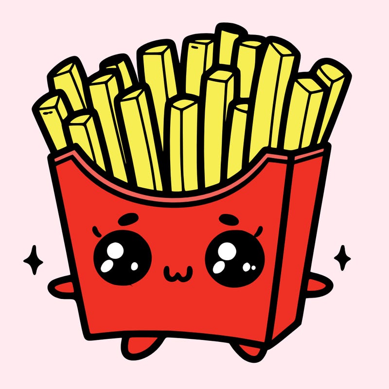 a cute. french fries