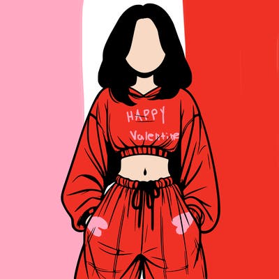 realistic girl faceless with baggy pants and a crop top