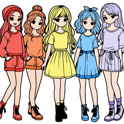 a group of five girls