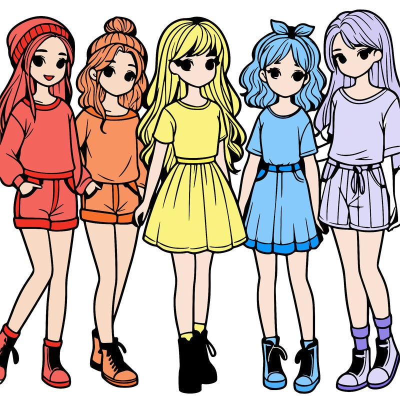 a group of five girls