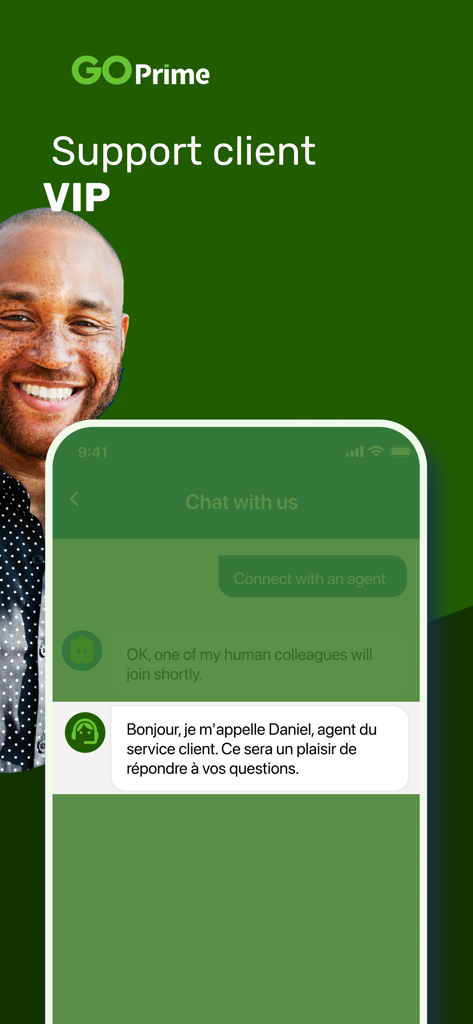 Go Voyages: Vols Pas Chers - Interface de chat du service client VIP de Go Voyages avec un agent humain