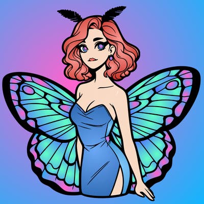 woman with moth wings