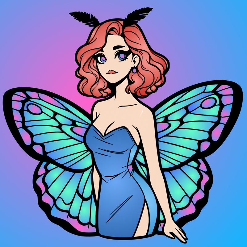 woman with moth wings