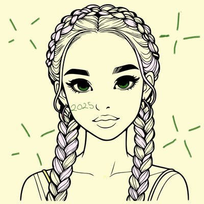 realistic girl with braids