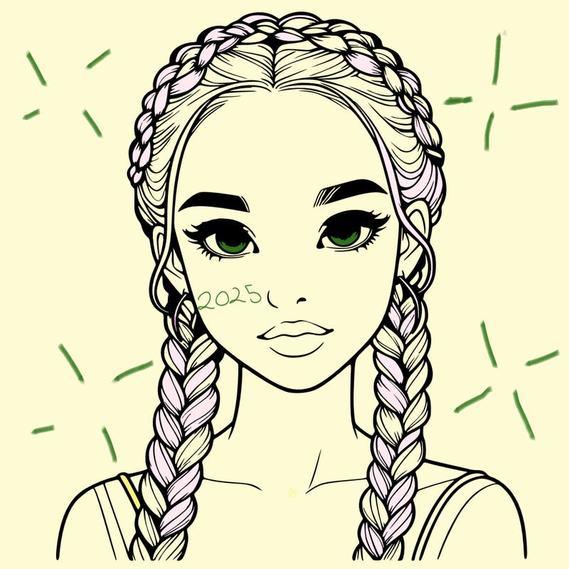 realistic girl with braids
