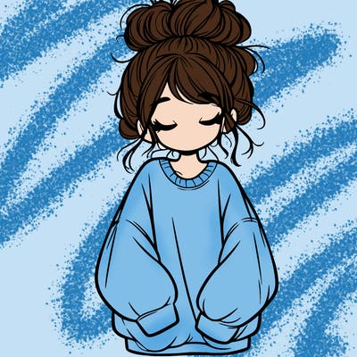 girl with baggy sweatshirt and messy bun