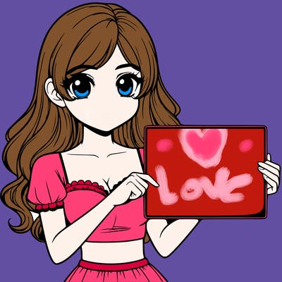 realistic pretty girl holding blank sign