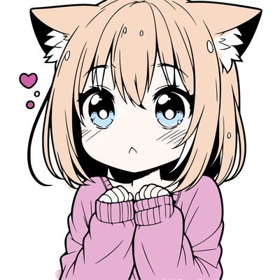 shy anime catgirl