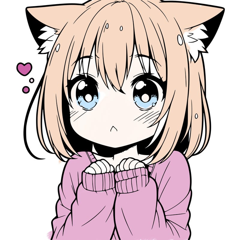 shy anime catgirl
